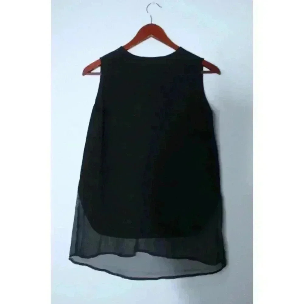 Relished Solid Black Opaqe Sheer Layered Women's Tank Top Size S - Picture 5 of 10